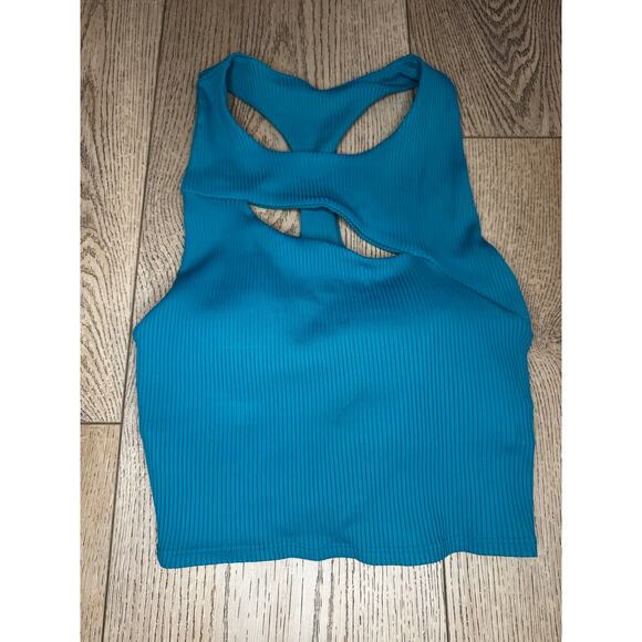 Carbon38 Teal Ribbed Cut Out Top Size S - Picture 3 of 5